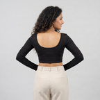 Back - Black Plain Lycra Blouse