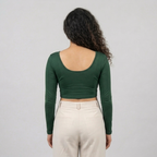 Back Look - Dark Green Plain Lycra Blouse