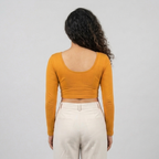Back look - Mustard Yellow Plain Lycra Blouse
