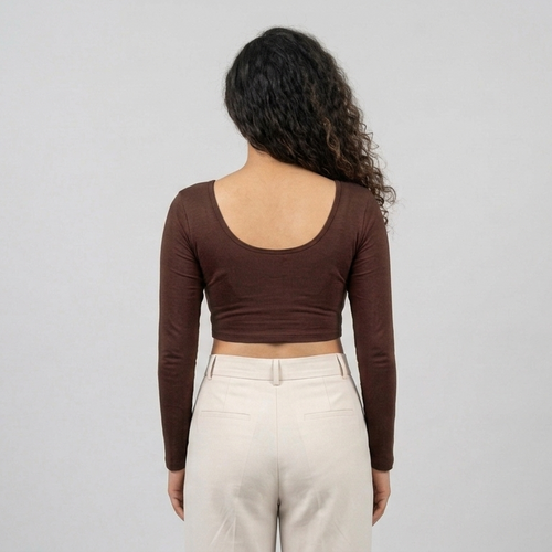 Back photo Plain Lycra Blouse
