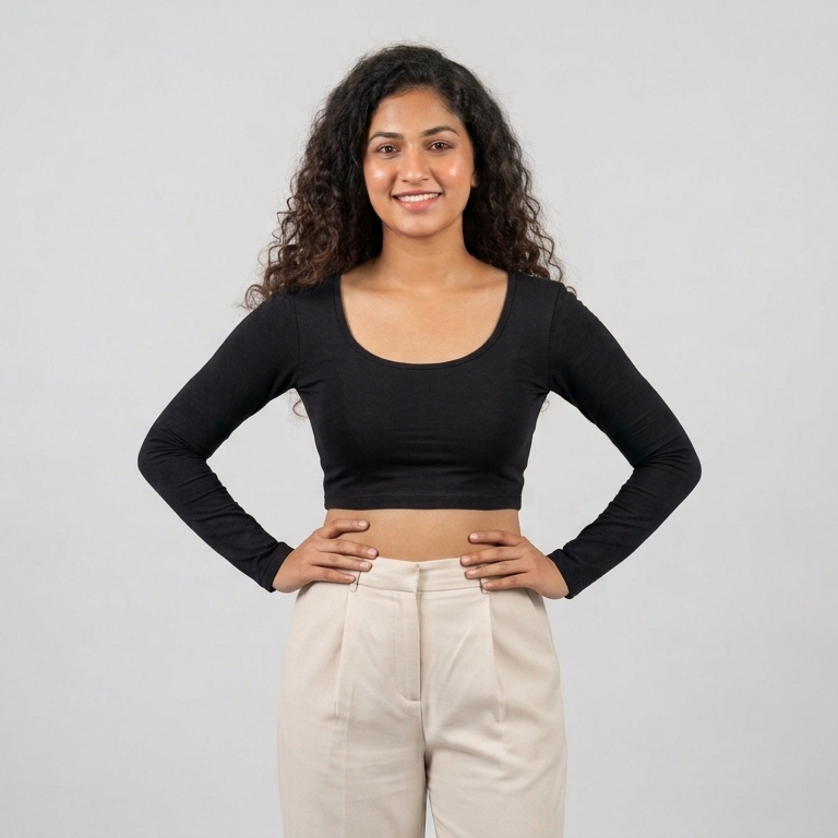Black Plain Lycra Blouse