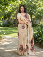 Premium Soft Tissue Saree with Unique Floral Digital Prints