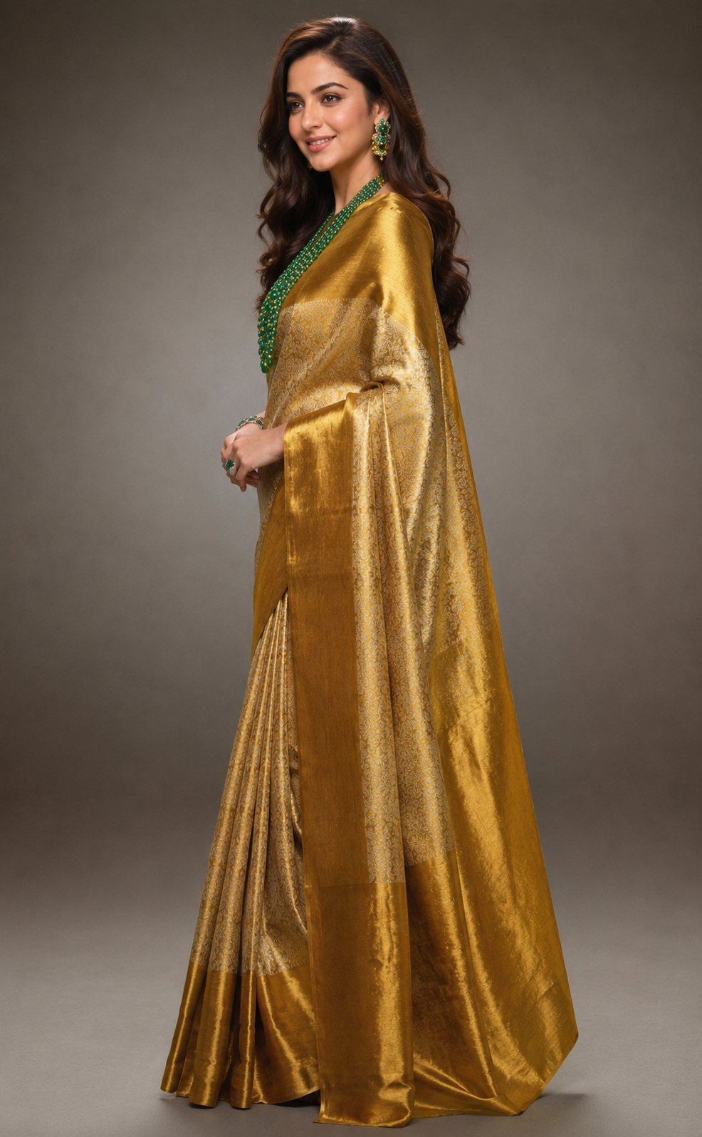 Golden Banarasi Tissue Semi Silk Saree for Wedding & Festive Wear
