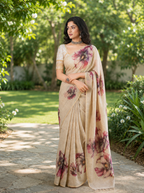 Premium Soft Tissue Saree with Unique Floral Digital Prints