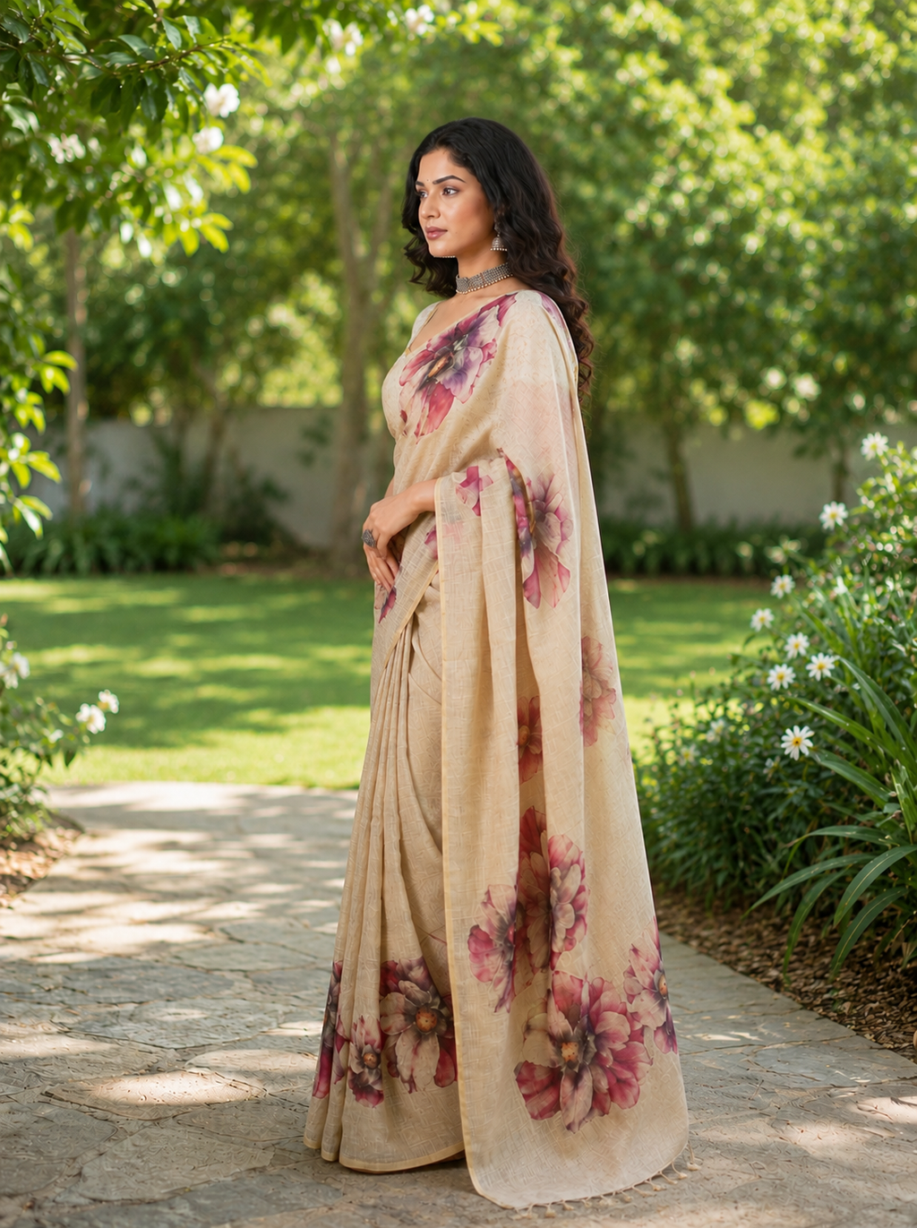 Premium Soft Tissue Saree with Unique Floral Digital Prints