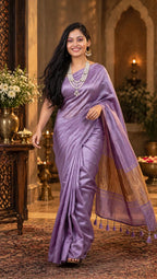 Premium Emerald Lavender Gajji Silk Saree