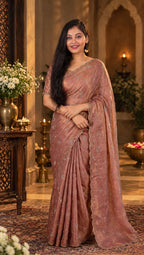 Premium Swarovski embellished Dusty Rose Party Wear Saree