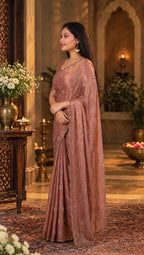 Premium Swarovski embellished Dusty Rose Party Wear Saree