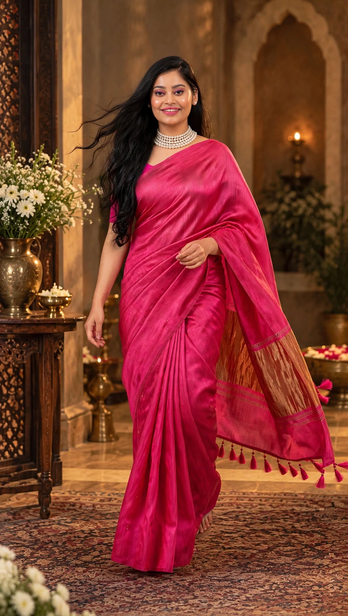 Premium Emerald Magenta Gajji Silk Saree