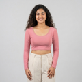 Light Pink Plain Lycra Blouse