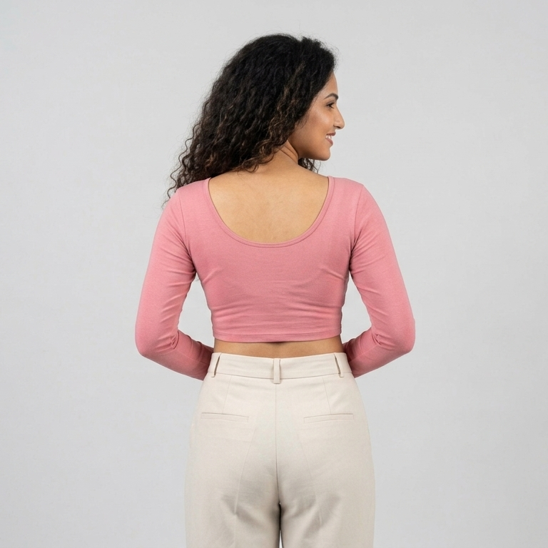 Light Pink Plain Lycra Blouse