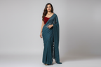 Exquisite Teal Blue Zari Striped Saree