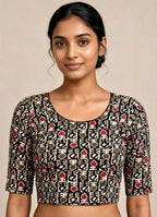 Black Kalamkari Print Lycra Blouse