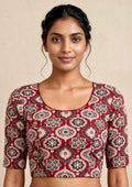 Maroon Kalamkari Print Lycra Blouse