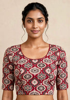 Maroon Kalamkari Print Lycra Blouse