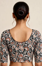 Black Kalamkari Print Lycra Blouse