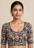 Black Kalamkari Print Lycra Blouse