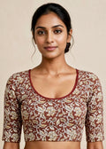 Rust Brown Kalamkari Print Lycra Blouse