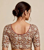 Rust Brown Kalamkari Print Lycra Blouse