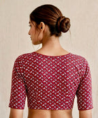 Maroon Red Kalamkari Print Lycra Blouse