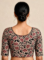 Black Brown Kalamkari Print Lycra Blouse