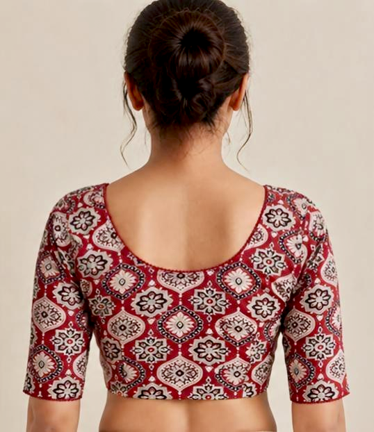 Maroon Kalamkari Print Lycra Blouse