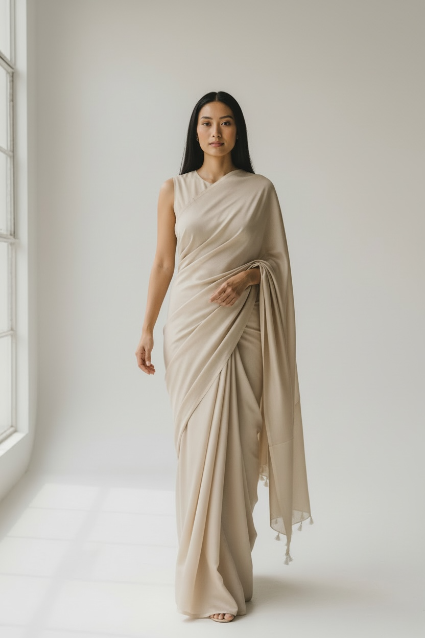 Butter Cream Saree