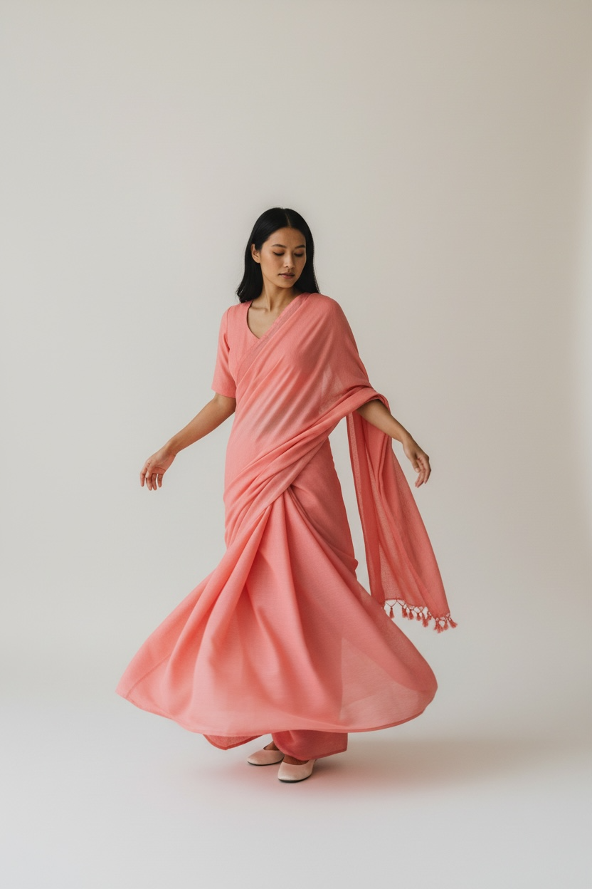 Rose Pink Colour Saree