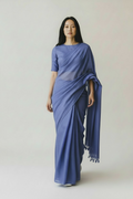 Blue colour Semi Linen Saree