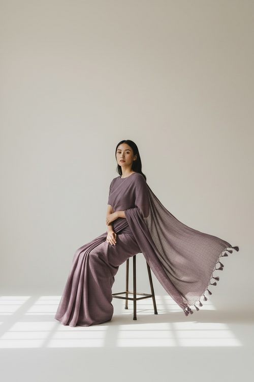 Dark Purple Mauve Colour - Semi Linen