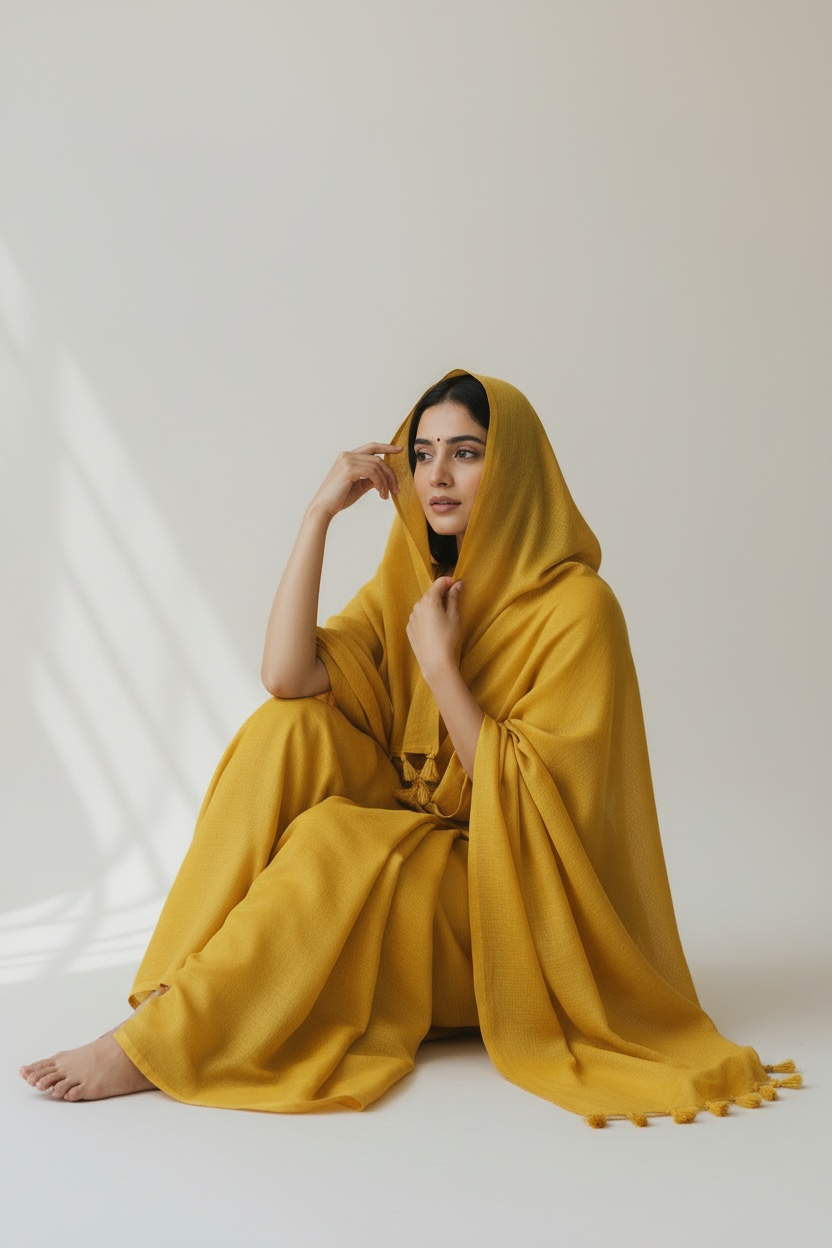 Sunflower Yellow Colour Slub Cotton Saree