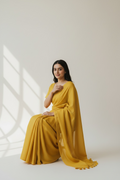 Sunflower Yellow Colour Slub Cotton Saree