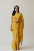 Sunflower Yellow Colour - Semi Linen Saree