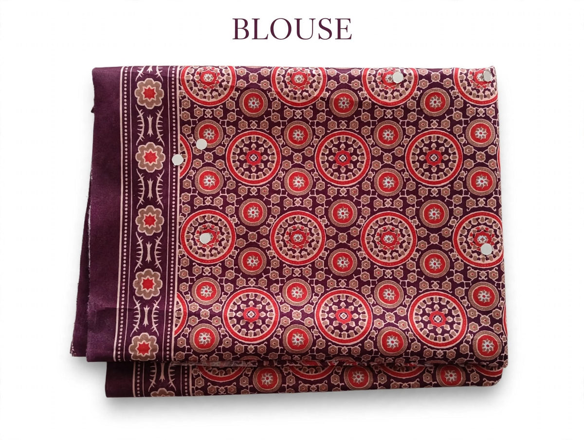 Deep Purple Ajrakh Block Print Saree
