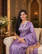 Premium Emerald Lavender Gajji Silk Saree