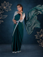 Teal Green Stone Work Saree with Designer Belt