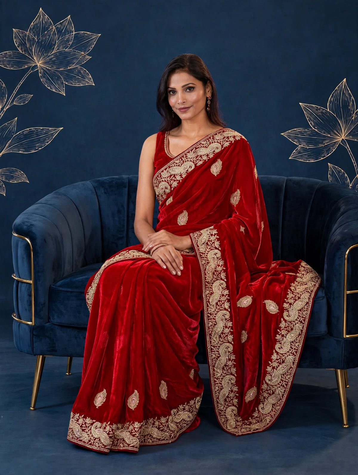 Royal Metallic Cherry Red Kora Silk Shimmer Saree