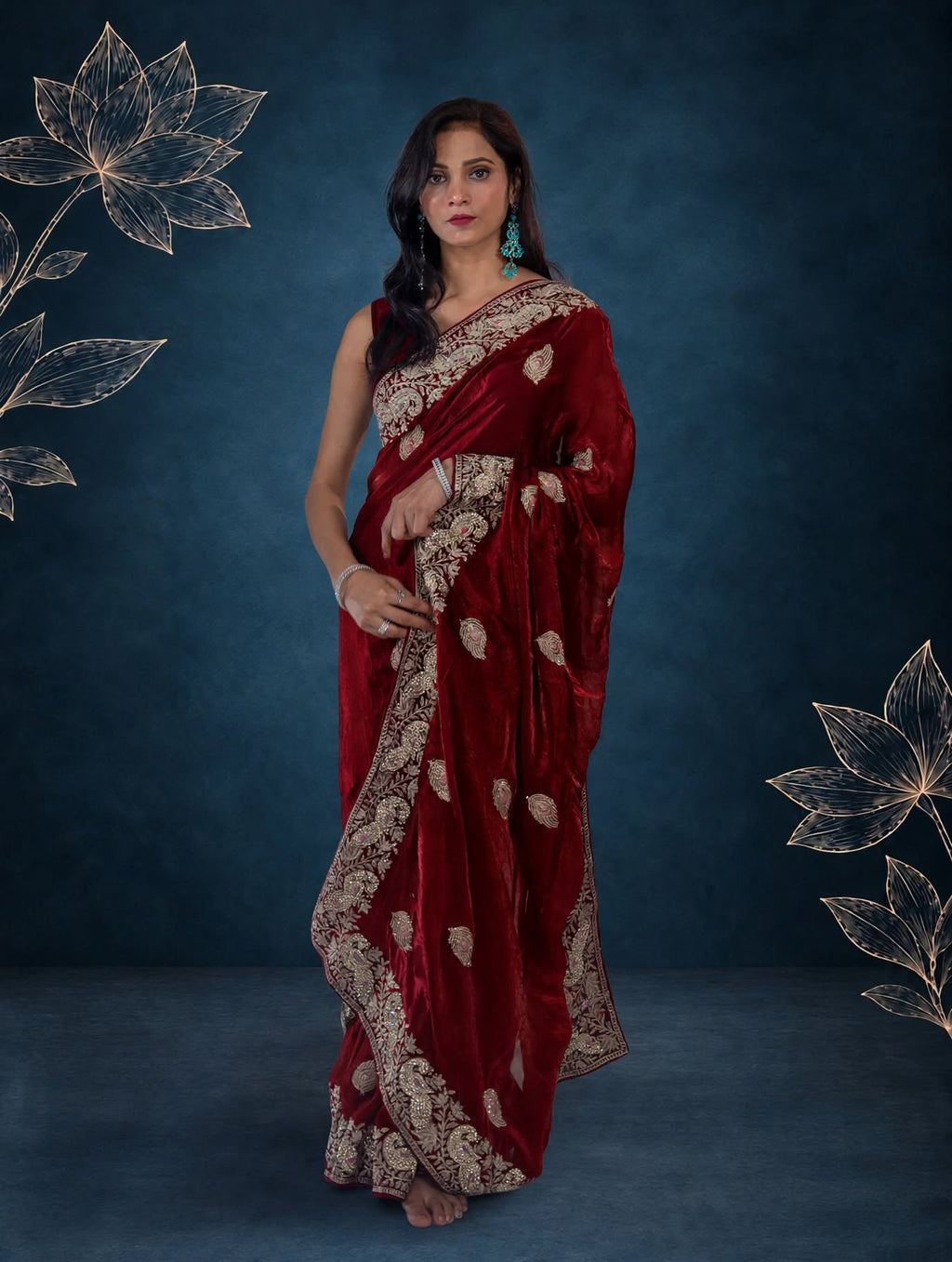 Royal Metallic Red Kora Silk Shimmer Saree