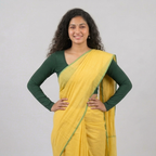 Saree Look - Dark Green Plain Lycra Blouse