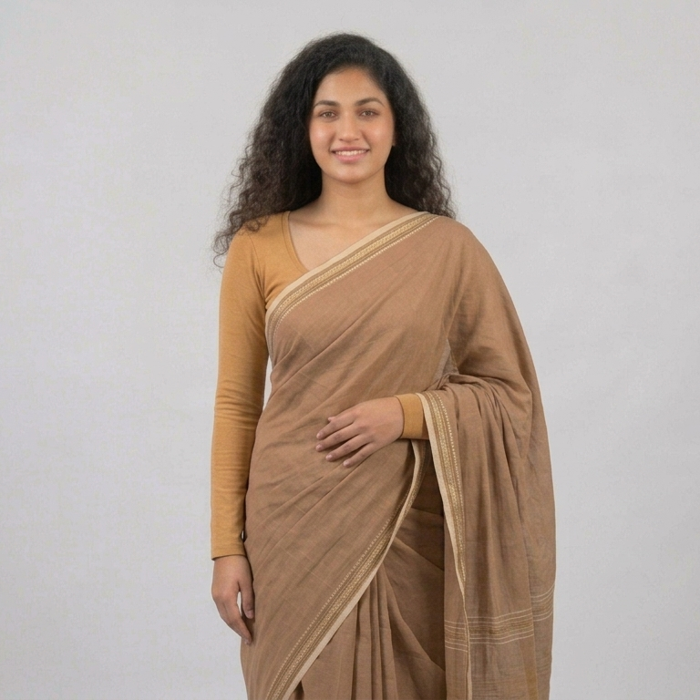 Saree look - Camel color Plain Lycra Blouse
