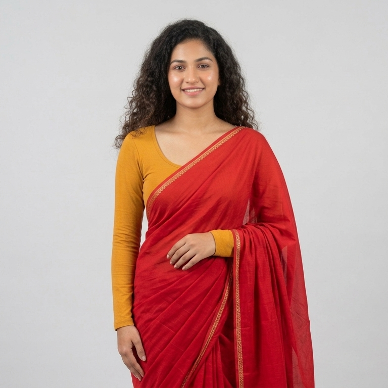 Saree look - Mustard Yellow Plain Lycra Blouse