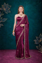 Metallic Magenta Kora Silk Shimmer Saree
