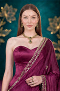 Metallic Magenta Kora Silk Shimmer Saree