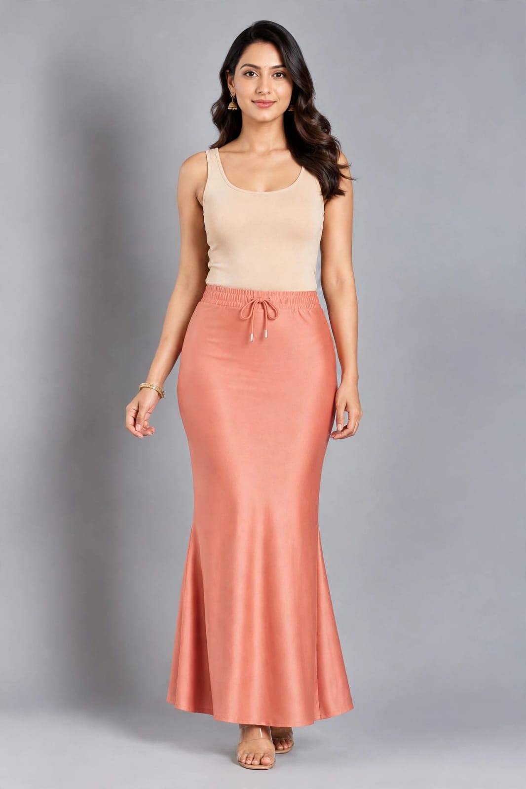 Shimmer - Peach Coral Saree Shapeer