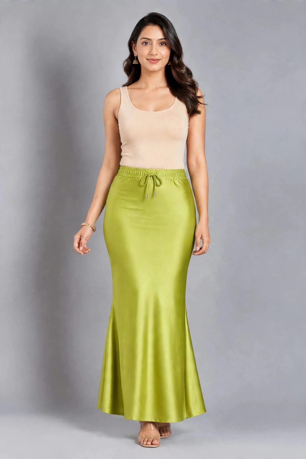 Shimmer- Lime Mehndi Green Saree Shaper