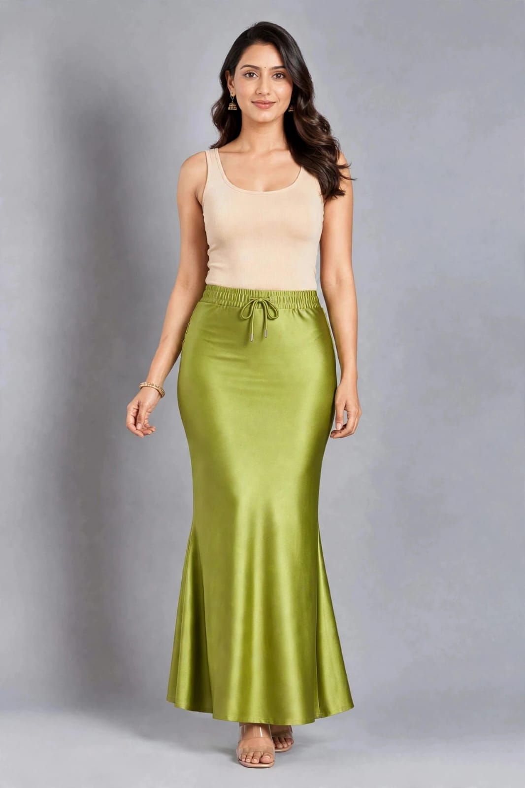 shimmer- Olive Mehndi green Saree Shaper