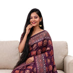 Deep Purple Ajrakh Block Print Saree