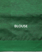 Pure Linen Black Saree with Green Border & Tassel Pallu