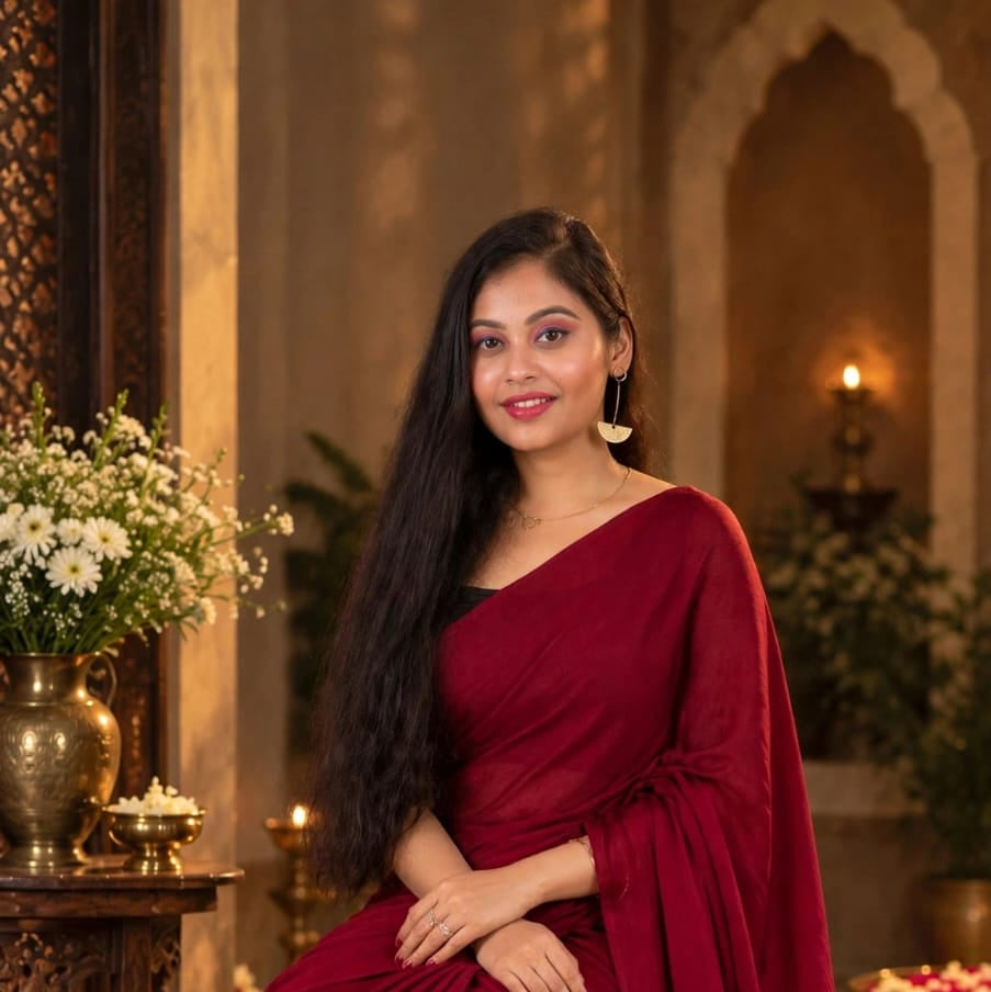 Premium Ruby Red Gaji Silk Saree with Golden Pallu