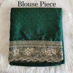 Premium Banarasi Silk Party Wear Saree with Contrast Dupatta & Heavy Stone Mirror Handwork